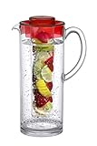 Prodyne Trim Fruit Infusion Pitcher, 60 oz, Red