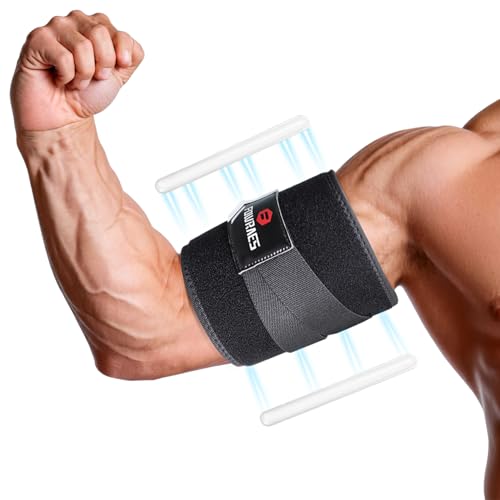Bicep Tendonitis Brace with Support Bar – 2 Pack Arm Compression Sleeve Tricep Bicep Support Bands for Upper Arm Pain Relief, Muscle Strains & Inflammation, Fits Men/Women(Black,Large)