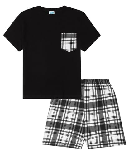 Mens Black Checked Short Pyjama Set (XXX-Large)