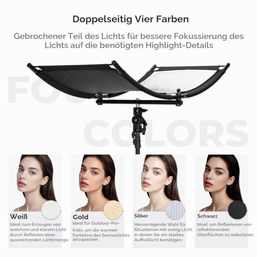 K&F CONCEPT 100x45cm U-Typ Gebogener Reflektore mit 1.5m Ständer&Tasche – Ansicht 3