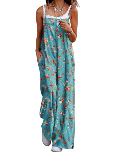 Image of YESNO Women's Ladies Dungarees Summer Boho Floral Printed Overalls Cotton Baggy Jumpsuits with Pockets XL PZZCRUK 14