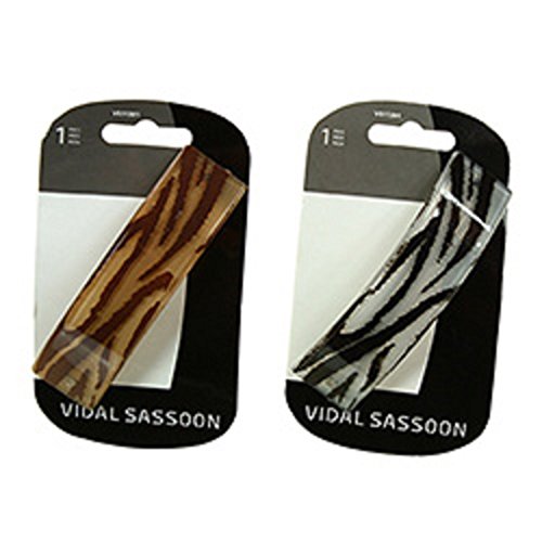 Set of 2 Large Hair Barrettes Animal Print Brown & Black