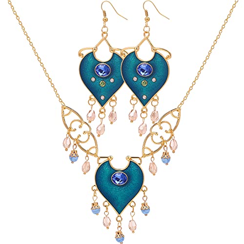 Collar de princesa, Collar Princesa jazmin, Collar con colgante y Anillo para Niñas, Princesa Vestir Accesorios, joyería para niñas pequeñas Cover