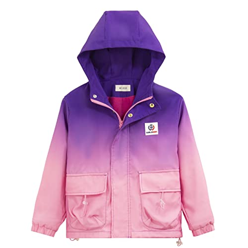 WELAKEN Kid's Gradient Fleece Lined Zipper Hooded Water-resistant Jackets with Pockets,Boy & Girl's Unisex4