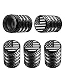 Tire Valve Stem Cap Cover - (5 Pack) Tire Air Cap Metal with Plastic Liner Corrosion Resistant Leak-Proof American Flag for Car Truck Motorcycle Bike Black