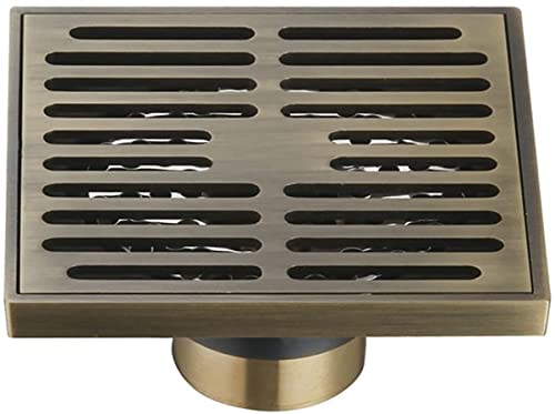 Drenaje Desagüe de piso de ducha de 4 pulgadas, desagüe de ducha de latón con rejilla de cubierta extraíble, escurridor de piso cuadrado con colador de pelo for cocina, baño, garaje y sótano (blanco: