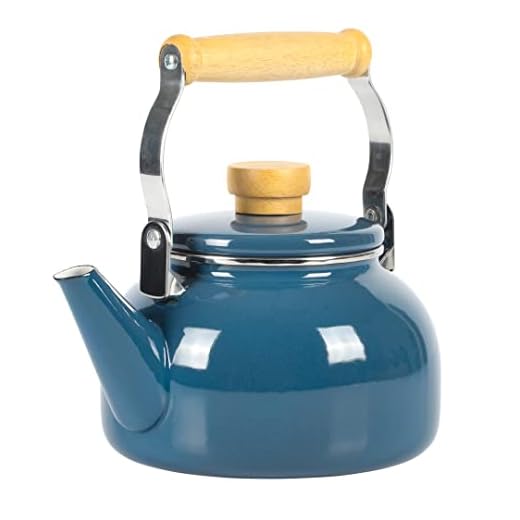 Mr. Coffee Quentin 1.5 QT Enamel On Steel Tea Kettle w/Wood Handle - Blue