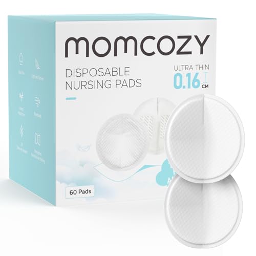 Momcozy Ultra-Thin Disposable Nursing Pads, Ultra-Absorbent and Breathable Portable Breast Pads for Mothers, Keep Dry Continuously, Make Breasts Light and Unburdened, Individually Packaged（60 Count）