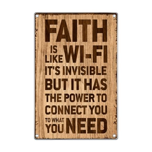 Faith Is Like Wifi Religious Quote Wall Decor Inspirational Christian Metal Sign 8 x 12 Inch Spiritual Motivational Art For Men Women Positive Decoration Home Bedroom Man Cave