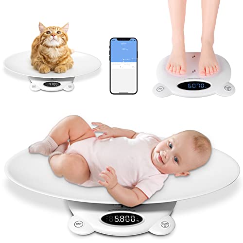 FitTrack Abnehmbare Babywaage für Baby und Mama, Bluetooth, skalierbare Babywaage mit Tara-Funktion und LCD-Display, Kapazität 20 kg für Baby, 120 kg für Mama