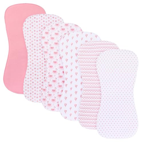 Image of Gelisite 6 Pack Cotton Baby Burp Cloths Extra Absorbent Soft for Baby Boys and Girls (Pink-fte)