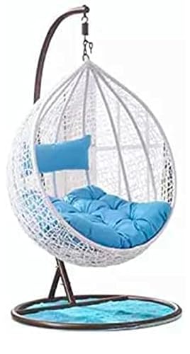 Image of Single Seater Swing Chair with Stand and Cushion Hammock Swing for Adult Outdoor Indoor Garden Living Room Balcony Hanging Chair (Sky Blue)