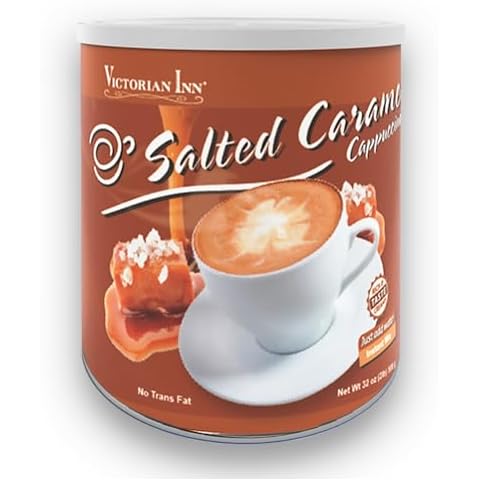 Victorian Inn Instant Cappuccino - Salted Caramel Flavor - Creamy & Delightful Coffee Mix - Great Hot, Cold, or Blended - Creamy Flavor - 2 Pound (Pack of 1) Cover