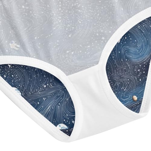 ZZKKO Universe Astronaut Planet Girls Underwear Toddler Panties for Girls Comfort Brief Size 2-8T4