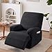 Ruaozz Recliner Sofa Covers Recliner Chair Covers Recliner Covers for Reclining Chair with Pockets Washable Furniture Protector with Elastic Bottom (1 Seater, Black)