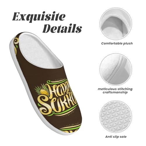 Happy Sukkot Jewish Holiday Adult Cotton Slippers Home House Indoor Shoes4
