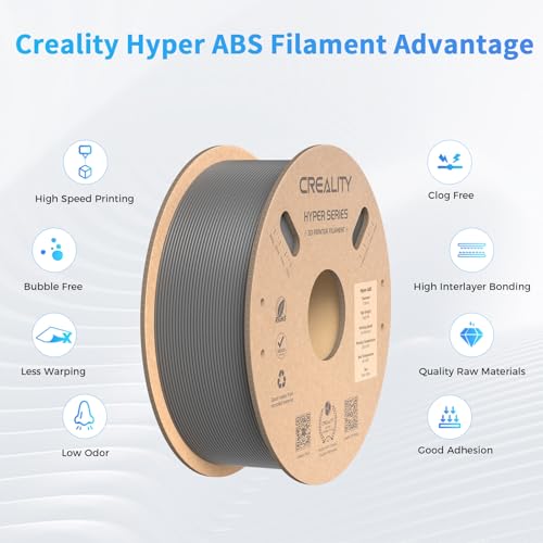 Image of Creality Hyper ABS Filament for K1 /K1 Max /K2 /K2 Plus, Official 3D Printer Filament 1.75mm for High-Speed Printing Convenient Open Printing ABS Filament, 1kg(2.2lbs) Spool(Gray)