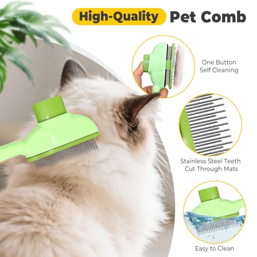 Image of Cat Steam Brush for Shedding, 4 in 1 Rechargeable Steam Brush for Cats and Dogs, Anti-Static, Massage, flea comb for cats& Pet Removal Hair Glove,Shedding & Combing All In One!