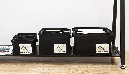 Image of House of Quirk Cotton Linen Set Of 3 Underwear Organizer Set - 5 /6 /9-Compartment Dividers For Closet & Drawer (Black)