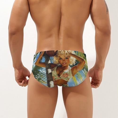 Pacificaisland Coconut Pin-Up Girl Mens Swim Briefs Quick Dry Swim Trunk Bikini Underwear Swimsuit2
