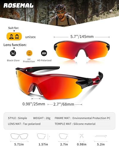 Rosemal Polarized Sports Sunglasses For Men Women Youth Baseball Running Fishing Tennis Golf Cycling Driving Motor Tac Uv400 Tr90 thumb #1