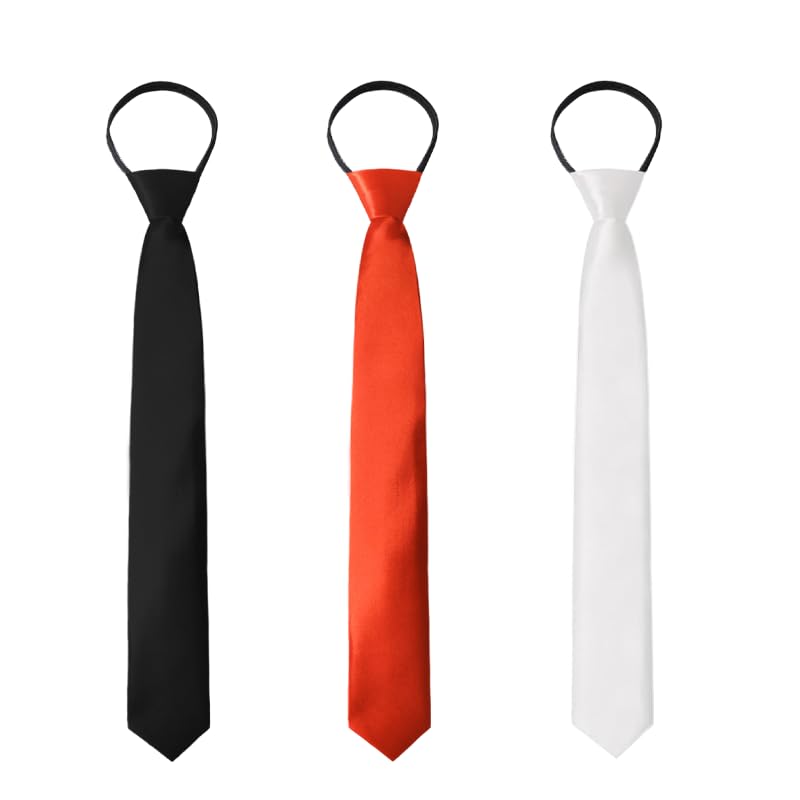 Image of Luckyvestir Womens Tie, Pre Tied Black /Red Ties for Women Adjustable Zipper Womens Necktie