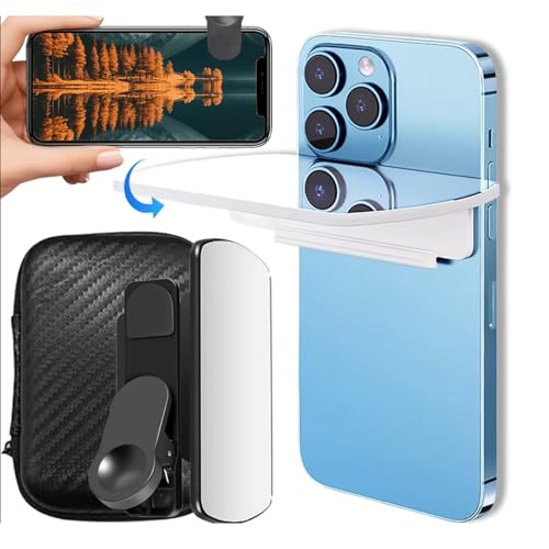 CYSFETENA Smartphone Camera Mirror Reflection Clip Kit, Horizontal Vertical Mirror Clips, High Reflectivity Mobile Phone Mirror for All Smartphone