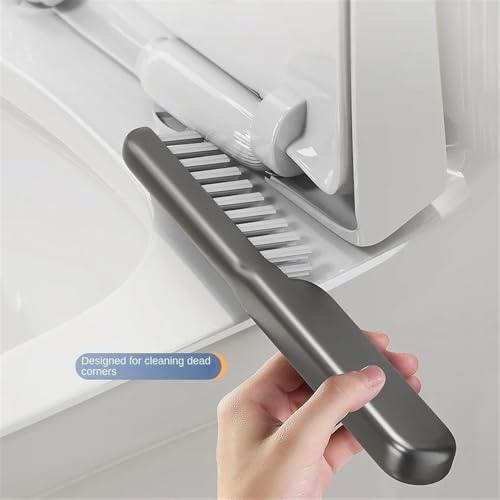 Wall-Mounted Toilet Brush Set - No Dead Angle Design, Plastic Bathroom Accessories with Holder for WC, & Stylish Toilet Cleaning Brush (Gray) - Image 4