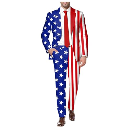 Generic American Flag Suit for Men USA Outfit for The 4th of July with Pants United Stripes Formal Dress Jacket 2024 (Blue, M), Medium2