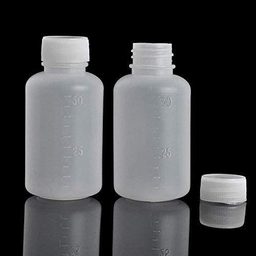 GDGY 40pcs 50ml 1.7OZ PE Plastic Empty Small Mouth Graduated Lab Chemical Container Reagent Bottle (50Ml40 Pcs) - Thumbnail 4