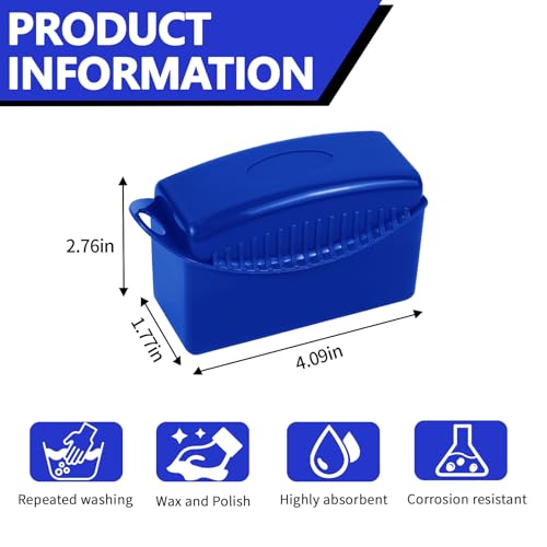 Image of 2PCS Tire Dressing Applicator, Car Tire Applicator Dressing Shine Sponge, Reusable Tire Dressing Applicator Pads with Lid, Wheel Applicator Foam for Car Detailing Cleaning (Blue)