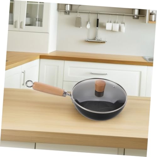 Wok estilo tradicional con tapa y mango de madera miniatura 6