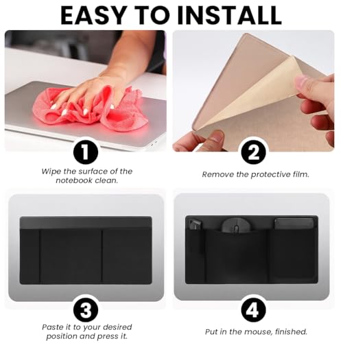 Image of ZORBES 3-Pocket Laptop Organizer Adhesive Storage Pouch, Mouse Holder for Laptop Stick on External Hard Drive Sleeve for MacBook, Laptop, PU Accessories for Phone, Mouse, Stylus Pen, 26.4x13cm