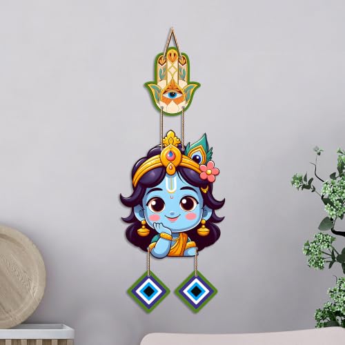 Image of Artvibes Bal Krishna Face Evil Eye Wall Hanging for Home Entrance Decor | Nazar Battu Protection Hanging for Living Room Bedroom Temple Office | Vastu Positive Energy Decorative Gift (WH 8573N)