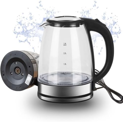 Chaleira Elétrica Vidro 1,8L 1200W 127V LED Base 360°