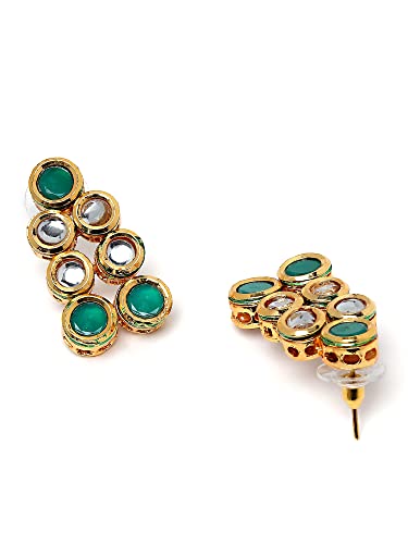 Karatcart Gold Plated Green Polki Kundan Handcrafted Necklace Set for Women - Image 5