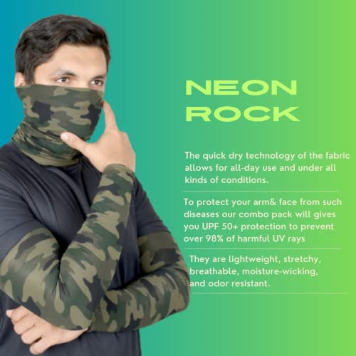 Image of NEON ROCK Winter Pure Cotton Combo Bandan Super Soft, Breathable for Winter Head, Hair & Arm Cover with UV Protection for Headband, Soft Neck Scarf for Biking, Gym, Yoga & Outdoor Use