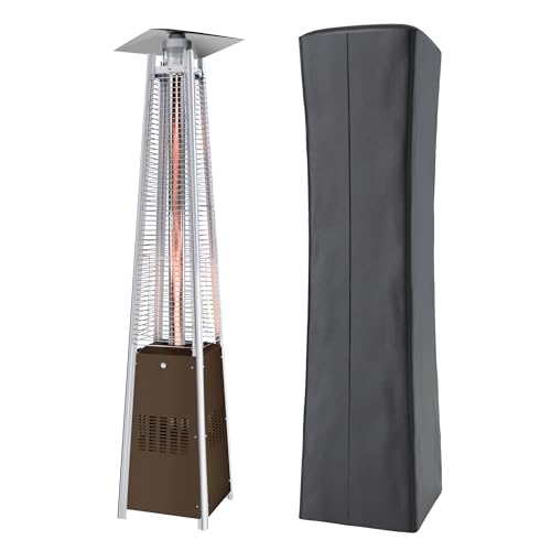 Kingdura 48,000 BTU Pyramid Patio Heater with Cover & Wheels, Outdoor Patio Heaters for Outdoor Use, Triple Safety Protection, 87' Quartz Glass Tube Propane Heater for Deck Backyard Commercial Balcony
