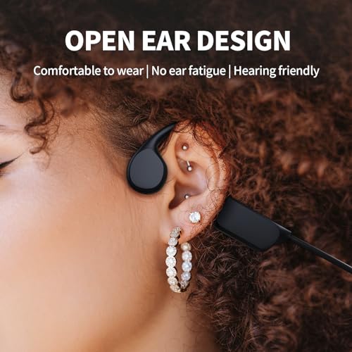 Image of FEICO Bone Conduction Headphones, Wireless Open-Ear Bluetooth 5.3 With Mic - MP3 Play Built-in 32GB Memory, IP68 Waterproof Sports Running Workout (x7-Black)