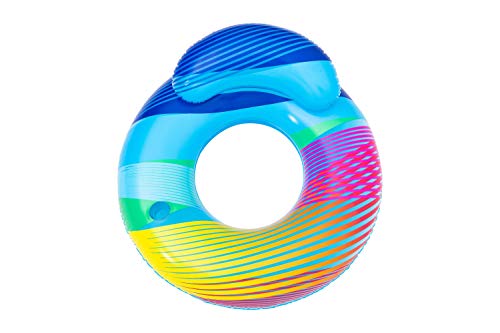 Bestway H2OGO! 46' Swim Bright Inflatable LED Swim Ring w/Backrest | Inflatable Pool Float Includes Cup Holder | LED Lights Alternate Between 7 Colors | Great for Adults and Kids