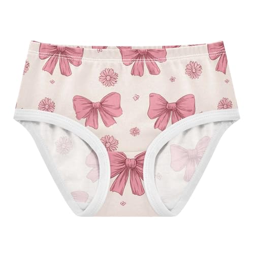 Wusikd Cute Pink Bows Floral (2) Girls' Underwear Cotton Girls Briefs Soft Toddler Underwear 2T