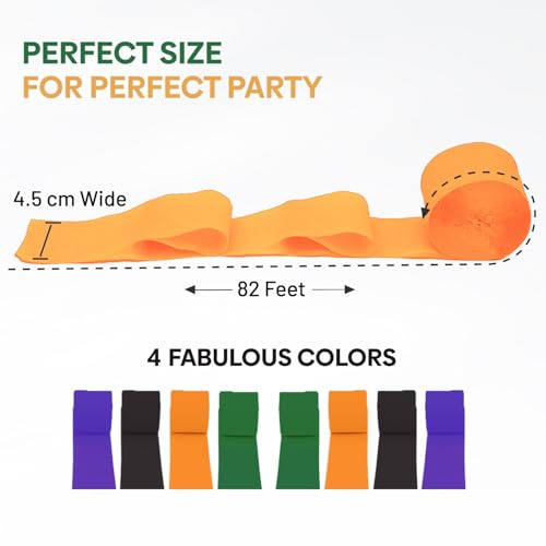 Image of 8 Halloween Streamers, 656ft Pack of Crepe Paper Party Decorations