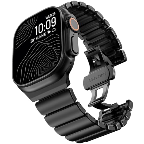 Image of CHANCHY Titanium Band Compatible with Apple Watch Ultra 3 /2 /1 Band 49mm 46mm 45mm 44mm 42mm, Luxury Band Titanium Silicone Dual-Layer Link for Men iWatch Series 11 10 9 8 7 6 5 4 SE