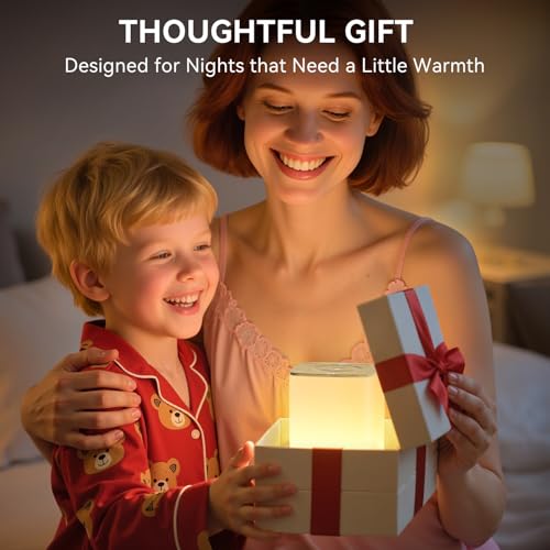 Auxmir Nachttischlampe Touch Dimmbar, 4000mAh Akku LED Lampe, Holzmaserung – Ansicht 8