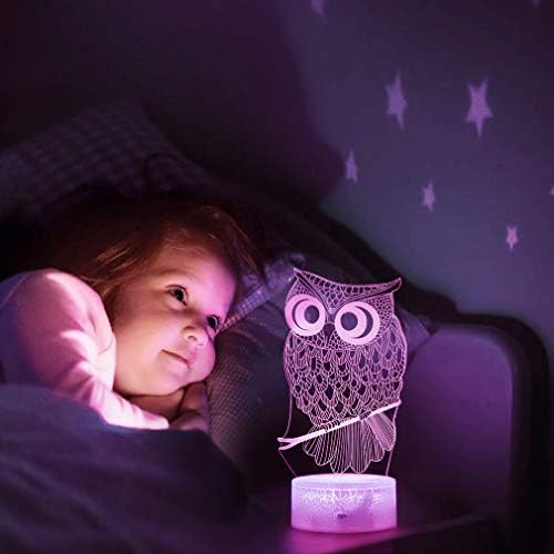 WHATOOK Owl 3D Illusion Lamp, Owl 3D Night Light for Kids, Owl Illusion Light with 16 Colors Changing Best Christmas Birthday Gift for Boy Girl Kids