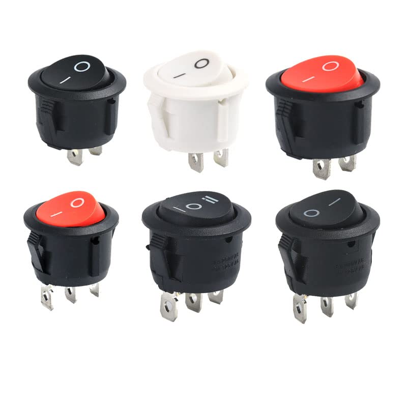6a 250v 10a 125v Switch 5set Mini Round ON/OFF Rocker Switch SPST Push ...