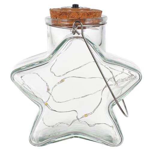 DIYEAH Lámpara Colgante de Botella de Vidrio Luz LED Cálida Decoración de Luces Colgantes para Jardín y Exteriores Estrella Plegada de Origami Luz de Noche Decorativa para Bodas y