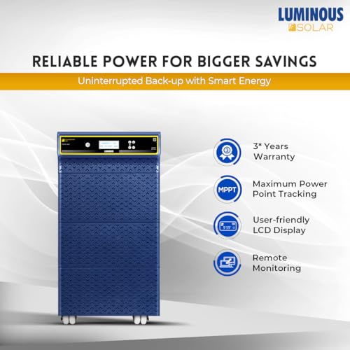 Image of Luminous SOLARVERTER PRO 7.5KVA Solar Inverter - 96V, Pure Sine Wave, Smart Solar & Grid Hybrid, High Efficiency, 2 Years Warranty, Ideal for Homes, Offices & Commercial Use