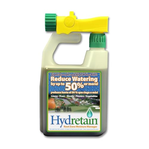 Hydretain Root Zone Moisture Manager — Converts Soil Moisture to Plant-Usable Water for Drought Protection — Reduce Watering 50%, 3-Month Residual, 5,000 Sq Ft Coverage (32 Fl Oz. RTS)