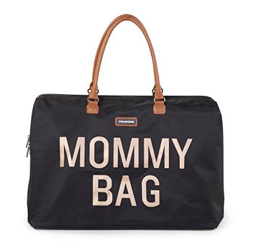 Image of Childhome The Original Mommy Bag – Large Baby Diaper Bag, Mommy Hospital Tote and Travel Tote, Pregnancy Must Haves (Black Gold)